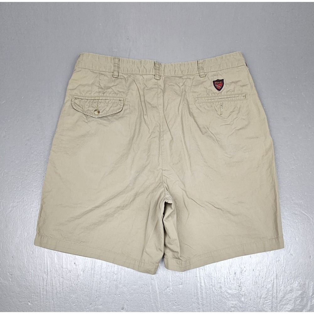 Vintage Polo By Ralph Lauren Classic Golf Shorts Mens 35  Khaki Pleated Preppy